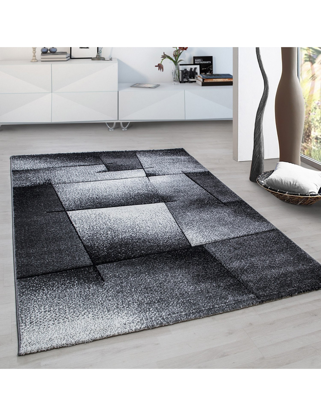 Modern designer contour cut 3D living room rug Hawaii 1720 gray