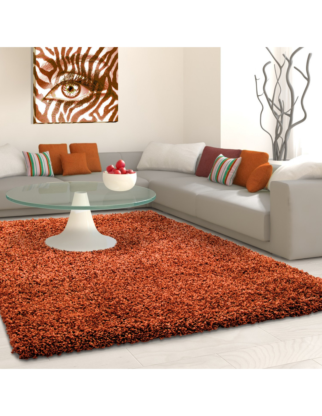 Shaggy carpet, pile height 3cm, plain color Terra